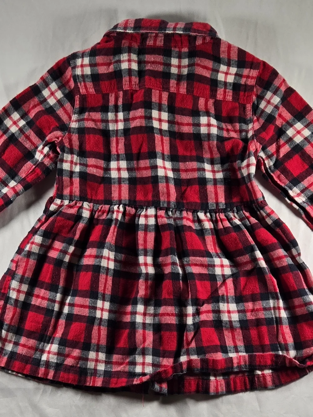 Little Lass Red, Navy & White Plaid Button-Down Peplum Shirt